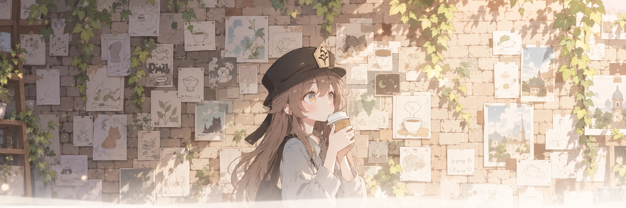浅色墙面插画背景